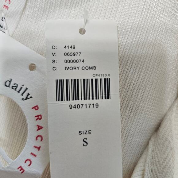 DAILY PRACTICE ANTHRO Sherpa Half-Zip Sweatshirt in Ivory Comb Size S NWT - Picture 10 of 12